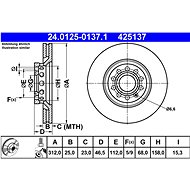 ATE 425137 brake disc 24.0125-0137.1, set of 2, set of 2 - Brake Disc