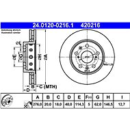 ATE 420216 brake disc 24.0120-0216.1, set of 2, set of 2 - Brake Disc