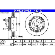 ATE 422192 brake disc 24.0122-0192.1, set of 2, set of 2 - Brake Disc