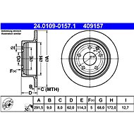 ATE 409157 brake disc 24.0109-0157.1, set of 2, set of 2 - Brake Disc