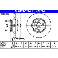 ATE 424224 brake disc 24.0124-0224.1, set of 2, set of 2 - Brake Disc