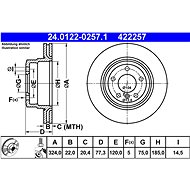 ATE 422257 brake disc 24.0122-0257.1, set of 2, set of 2 - Brake Disc