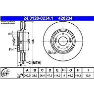 ATE 428234 brake disc 24.0128-0234.1, set of 2, set of 2 - Brake Disc