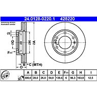 ATE 428220 brake disc 24.0128-0220.1, set of 2, set of 2 - Brake Disc