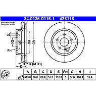 ATE 426116 brake disc 24.0126-0116.1, set of 2, set of 2 - Brake Disc