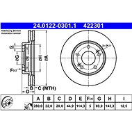 ATE 422301 brake disc 24.0122-0301.1, set of 2, set of 2 - Brake Disc