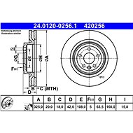 ATE brake disc 24.0120-0256.1, set of 2, set of 2 - Brake Disc