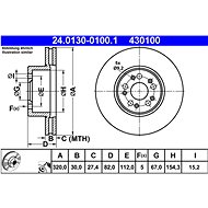 ATE 430100 brake disc 24.0130-0100.1, set of 2, set of 2 - Brake Disc