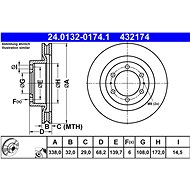 ATE brake disc 24.0132-0174.1, set of 2, set of 2 - Brake Disc