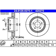 ATE 428270 brake disc 24.0128-0270.1, set of 2, set of 2 - Brake Disc