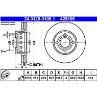 ATE 425106 brake disc 24.0125-0106.1, set of 2, set of 2 - Brake Disc