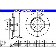 ATE 422294 brake disc 24.0122-0294.1, set of 2, set of 2 - Brake Disc