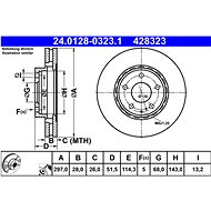 ATE 428323 brake disc 24.0128-0323.1, set of 2, set of 2 - Brake Disc