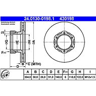 ATE 430198 brake disc 24.0130-0198.1, set of 2, set of 2 - Brake Disc