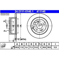ATE 411146 brake disc 24.0111-0146.1, set of 2, set of 2 - Brake Disc