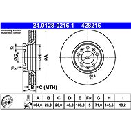 ATE 428216 brake disc 24.0128-0216.1, set of 2, set of 2 - Brake Disc