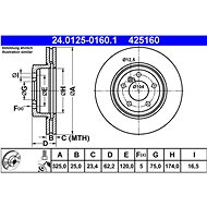 ATE 425160 brake disc 24.0125-0160.1, set of 2 - Brake Disc
