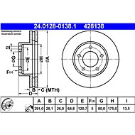 ATE 428138 brake disc 24.0128-0138.1, set of 2 - Brake Disc