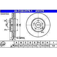 ATE 430179 brake disc 24.0130-0179.1, set of 2 - Brake Disc