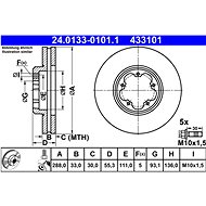 ATE 433101 brake disc 24.0133-0101.1, set of 2 - Brake Disc