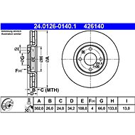 ATE 426140 brake disc 24.0126-0140.1, set of 2 - Brake Disc