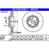 ATE 426142 brake disc 24.0126-0142.1, set of 2 - Brake Disc