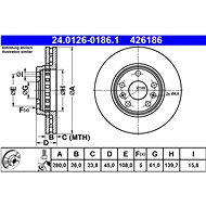 ATE 426186 brake disc 24.0126-0186.1, set of 2 - Brake Disc