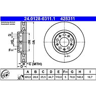 ATE 428311 brake disc 24.0128-0311.1, set of 2 - Brake Disc