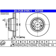 ATE 428105 brake disc 24.0128-0105.1, set of 2 - Brake Disc