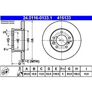 ATE 416133 brake disc 24.0116-0133.1, set of 2 - Brake Disc
