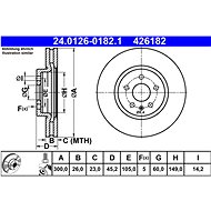 ATE 426182 brake disc 24.0126-0182.1, set of 2 - Brake Disc