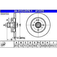 ATE 413170 brake disc 24.0113-0170.1, set of 2 - Brake Disc