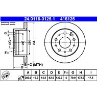 ATE 416125 brake disc 24.0116-0125.1, set of 2 - Brake Disc