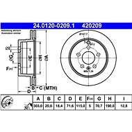 ATE 420209 brake disc 24.0120-0209.1, set of 2 - Brake Disc
