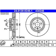 ATE 430246 brake disc 24.0130-0246.1, set of 2 - Brake Disc