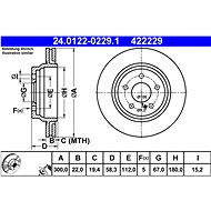 ATE 422229 brake disc 24.0122-0229.1, set of 2 - Brake Disc