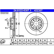 ATE 422307 brake disc 24.0122-0307.1, set of 2 - Brake Disc
