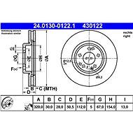 ATE 430122 brake disc 24.0130-0122.1, set of 2 - Brake Disc