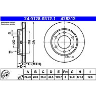 ATE 428312 brake disc 24.0128-0312.1, set of 2 - Brake Disc