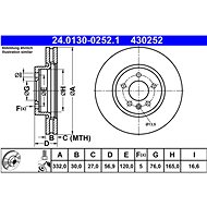 ATE 430252 brake disc 24.0130-0252.1, set of 2 - Brake Disc