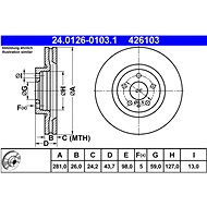 ATE 426103 brake disc 24.0126-0103.1, set of 2 - Brake Disc