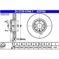 ATE 428164 brake disc 24.0128-0164.1, set of 2 - Brake Disc