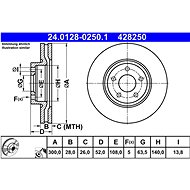 ATE 428250 brake disc 24.0128-0250.1, set of 2 - Brake Disc