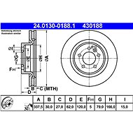 ATE 430188 brake disc 24.0130-0188.1, set of 2 - Brake Disc