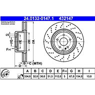 ATE 432147 brake disc 24.0132-0147.1, set of 2 - Brake Disc