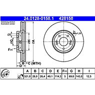 ATE 428158 brake disc 24.0128-0158.1, set of 2 - Brake Disc