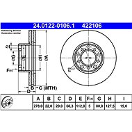 ATE 422106 brake disc 24.0122-0106.1, set of 2 - Brake Disc