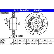 ATE 426136 brake disc 24.0126-0136.1, set of 2 - Brake Disc