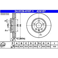 ATE 426187 brake disc 24.0126-0187.1, set of 2 - Brake Disc
