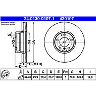 ATE 430107 brake disc 24.0130-0107.1, set of 2 - Brake Disc